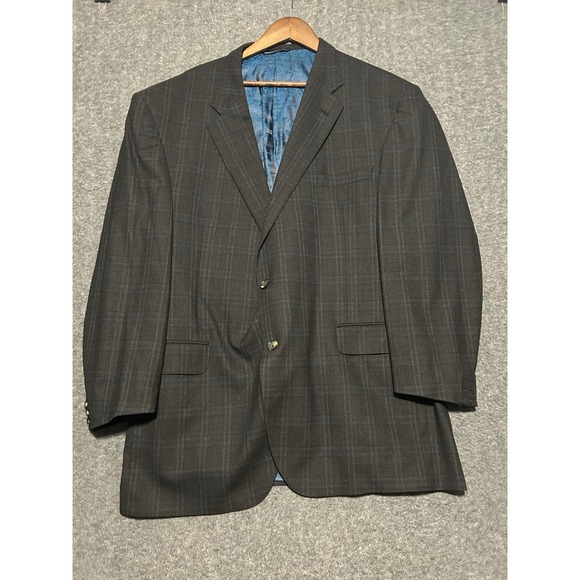 Loro piana super 130S sport blazer chocolate windowpane check size 51 wool